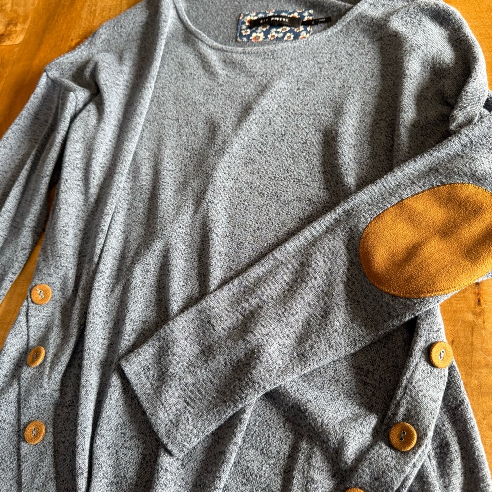 Blue Long Sleeve Top with Mustard Accents